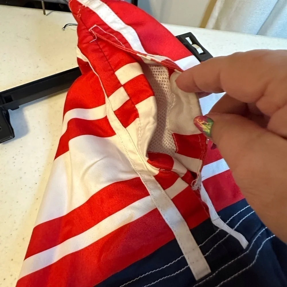 OP Red White Blue American Flag Patriotic Swim Trunks Board Shorts Mens 2XL